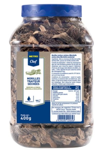 Morilles traiteur séchées 400g Metro chef : photo du produit rappelé le 07/02/2024