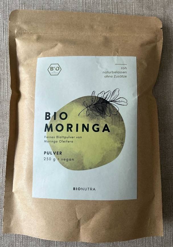 Moringa bio, poudre fine de feuilles de moringa oleifea Bionutra : photo du produit rappelé le 30/05/2024