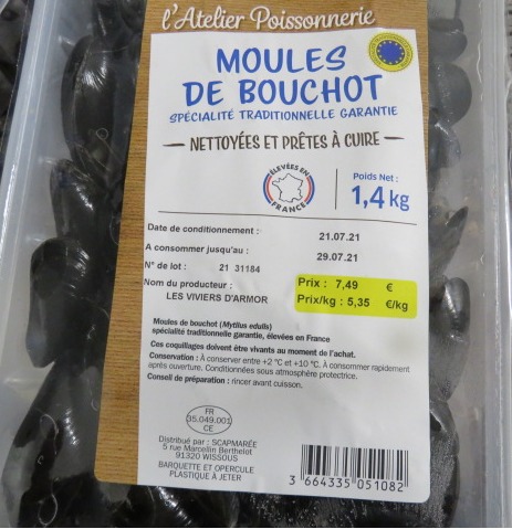 Moule bouchot atelier el/fr 1.4k MDD l'Atelier Poissonnerie : photo du produit rappelé le 04/08/2021