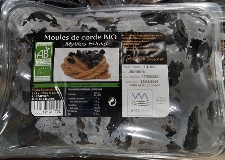 Moule de corde bio elevage France Les Vignes Marines : photo du produit rappelé le 26/05/2021