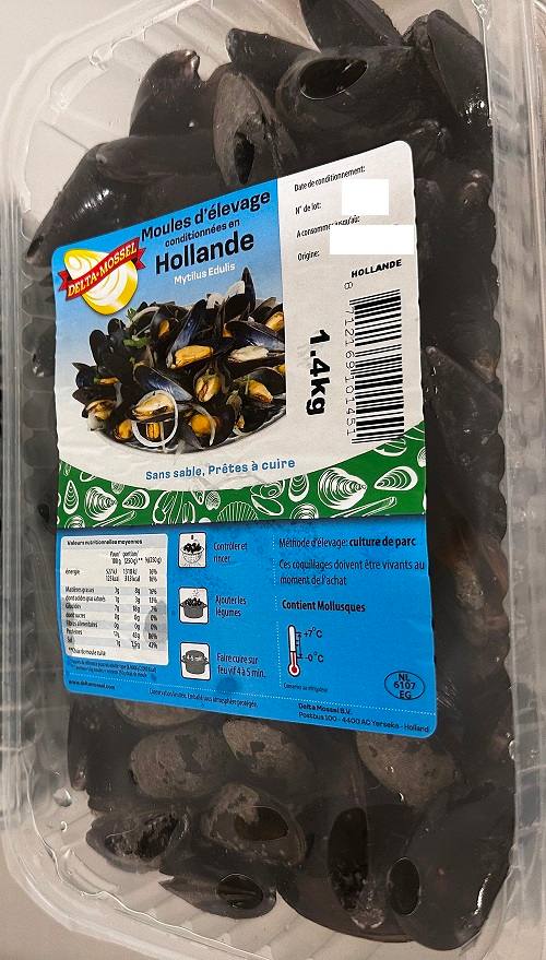 Moule elevee en hollande Delta Mossel : photo du produit rappelé le 20/10/2023