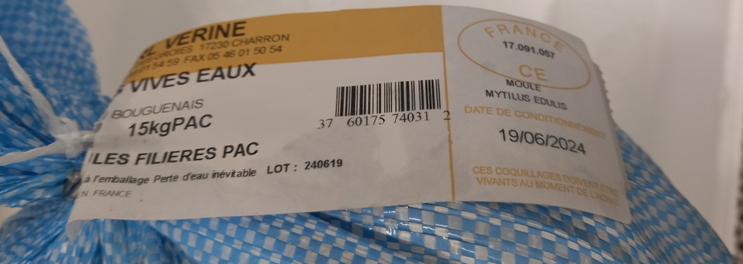 Moule filieres pac x15 kg Sa Verrine, Charron (17230) : photo du produit rappelé le 26/06/2024