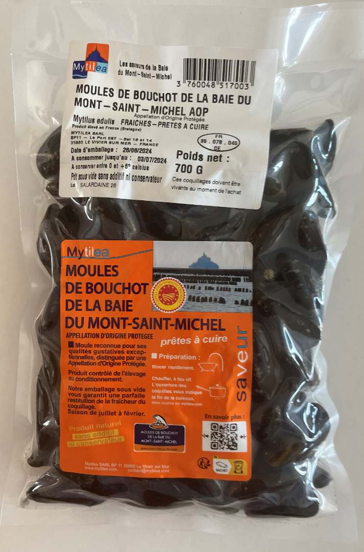 Moules de bouchot de la baie du mt st michel AOP Mytilea : photo 2 sur 2 du produit rappelé le 05/09/2024