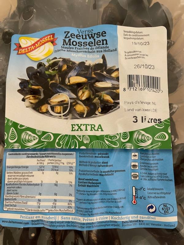 Moules hollande Delta Mossel : photo du produit rappelé le 21/10/2023