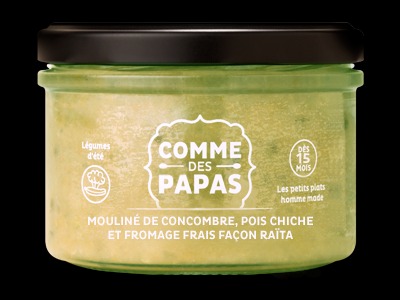 Mouliné de concombre, pois chiche et fromage frais 15 mois Comme des Papas : photo du produit rappelé le 06/09/2021