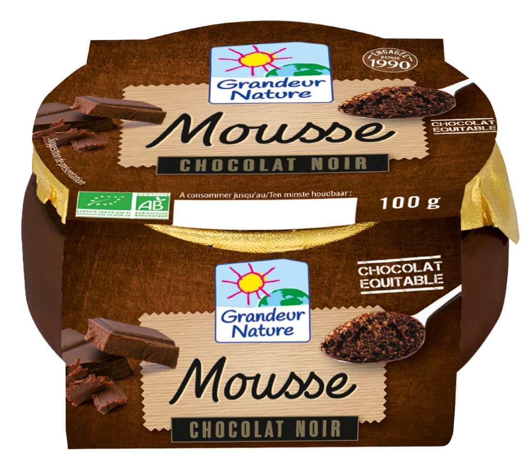 Mousse au chocolat biologique 100g Grandeur Nature : photo du produit rappelé le 28/11/2024