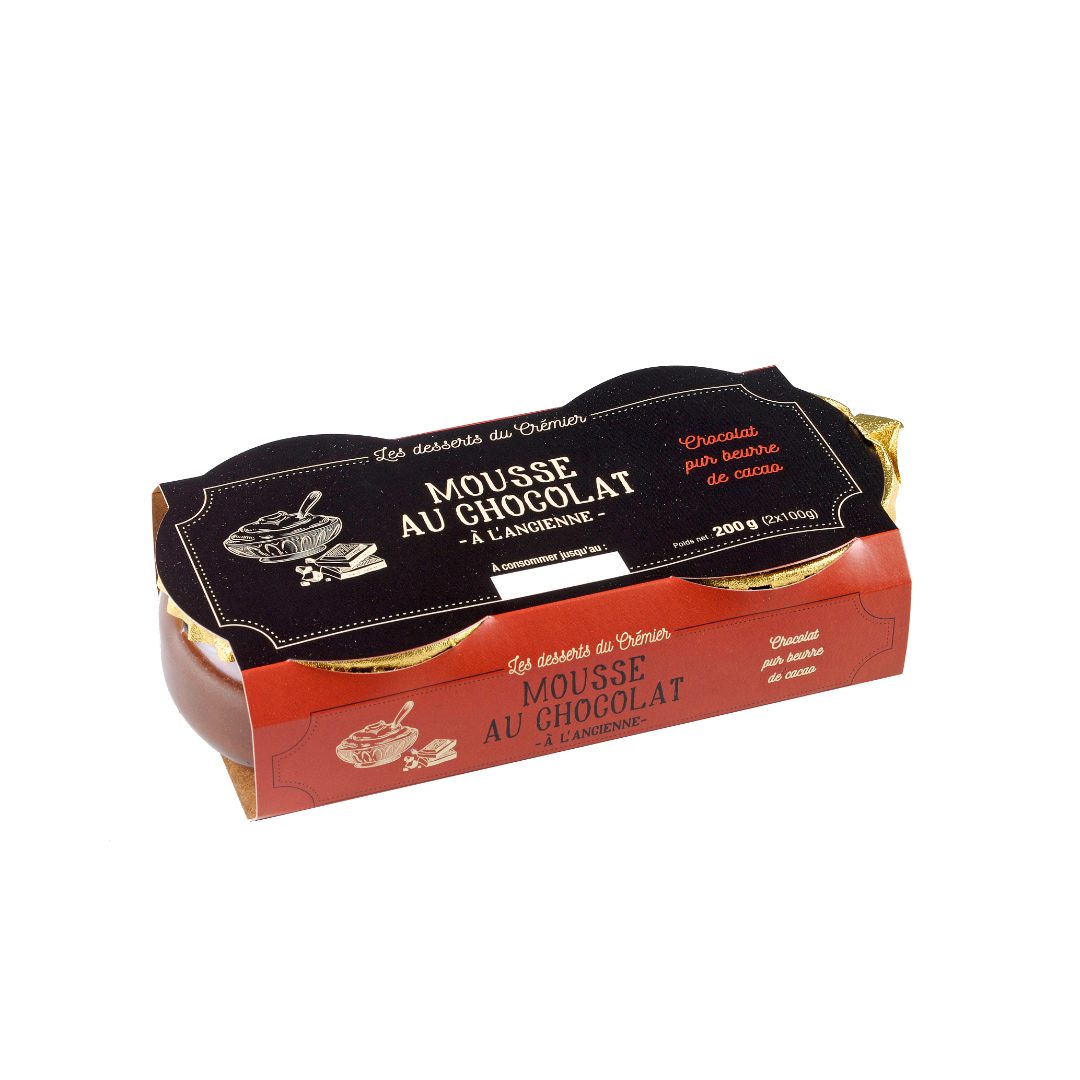 Mousse chocolat a l'ancienne 100g x2 Les Desserts du Crémier : photo du produit rappelé le 27/05/2025