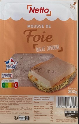 Mousse de foie supérieure Netto : photo du produit rappelé le 04/09/2024