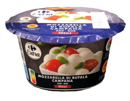 Mozzarella di bufala campana AOP mini Carrefour Extra : photo du produit rappelé le 16/08/2023
