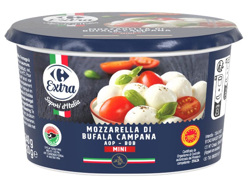 Mozzarella di bufala campana AOP mini Carrefour Extra : photo du produit rappelé le 07/06/2024
