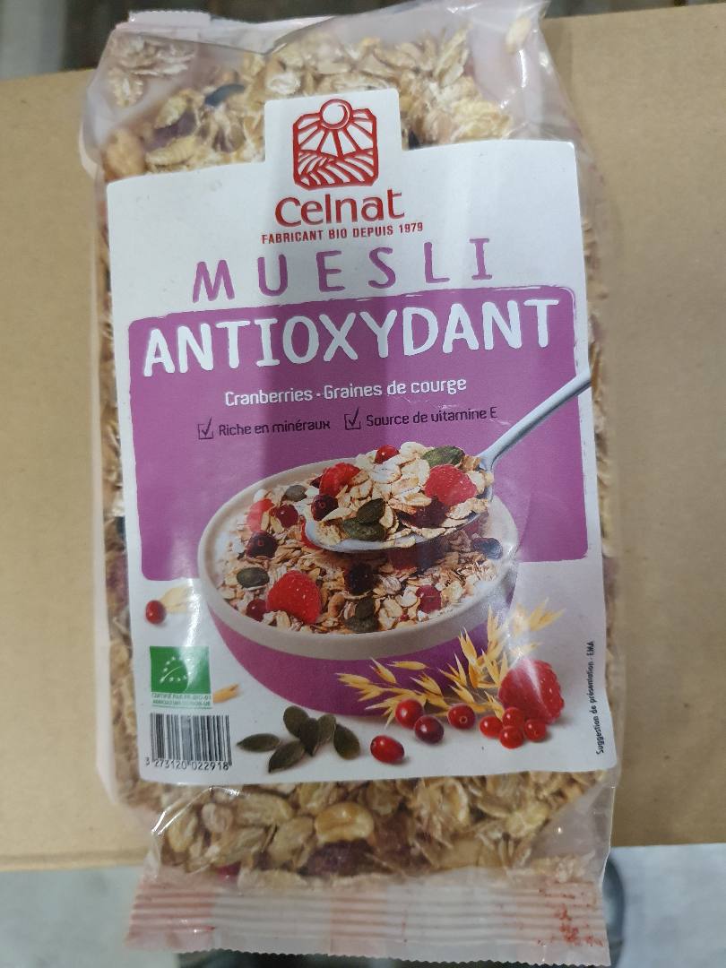 Muesli antioxydant Celnat : photo du produit rappelé le 07/04/2021