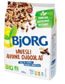 Muesli avoine chocolat 375g Bjorg : photo du produit rappelé le 17/06/2025
