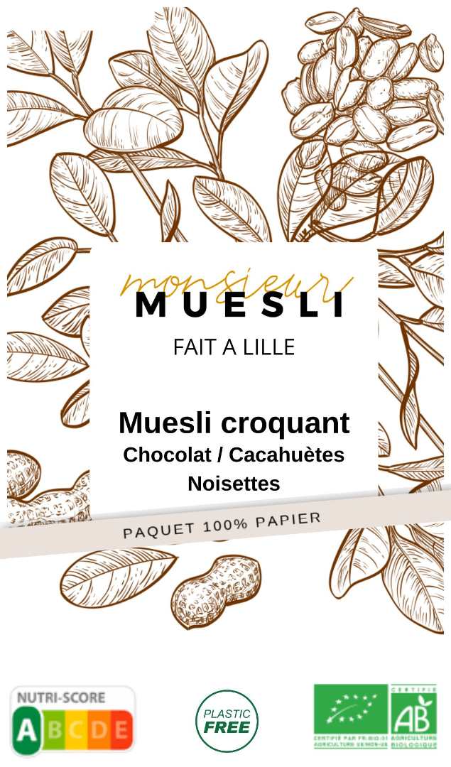 Muesli croquant chocolat cacahuètes Monsieur Muesli : photo du produit rappelé le 31/07/2024