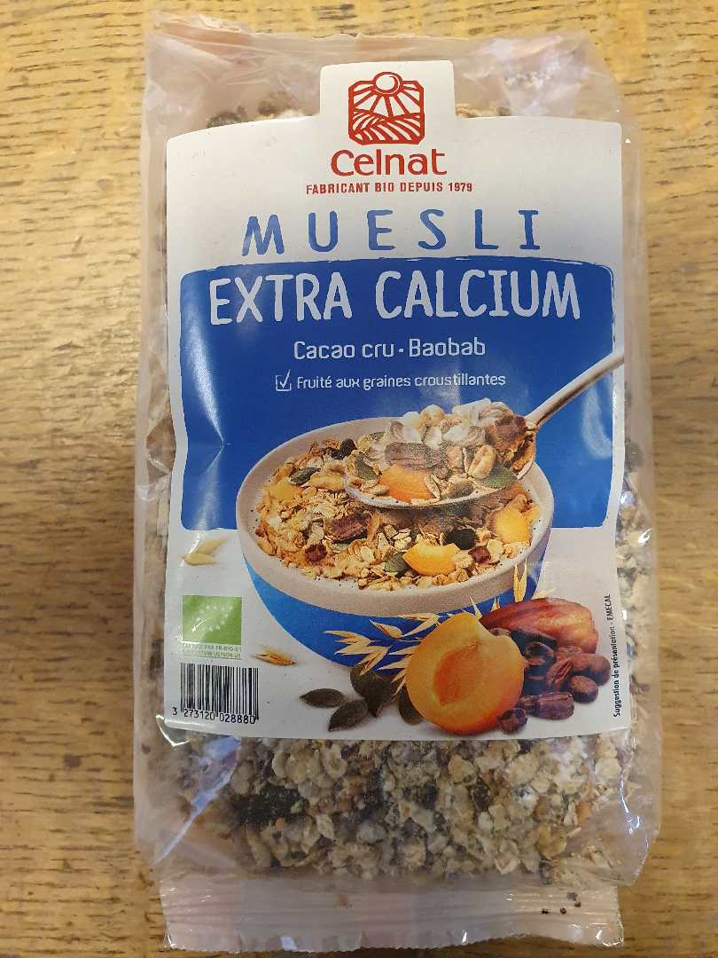Muesli extra calcium Celnat : photo du produit rappelé le 07/04/2021