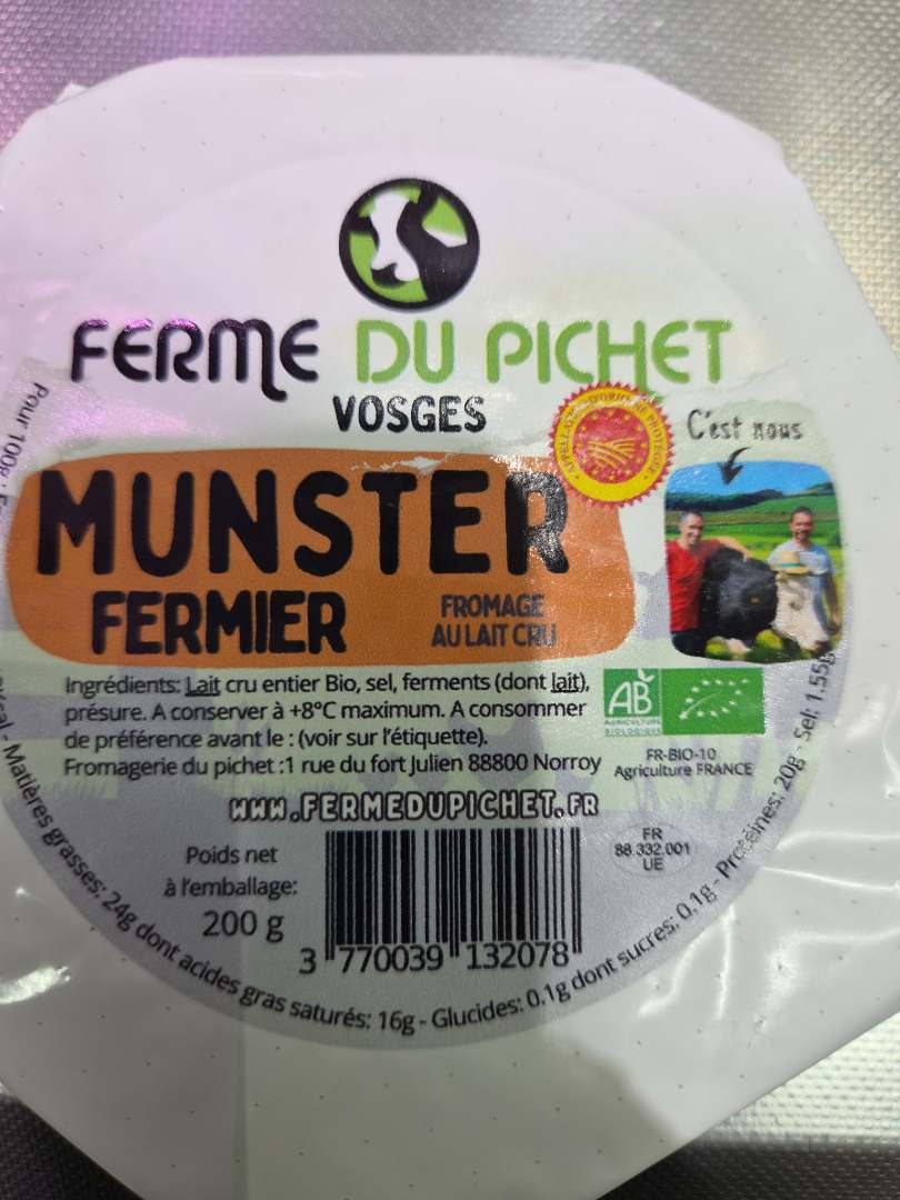 Munster au lait cru ferme du pichet : photo du produit rappelé le 12/10/2026