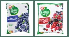 Myrtilles surgelees 650 g et fruits rouges surgeles 650 g Douceur du Verger : photo du produit rappelé le 24/06/2024