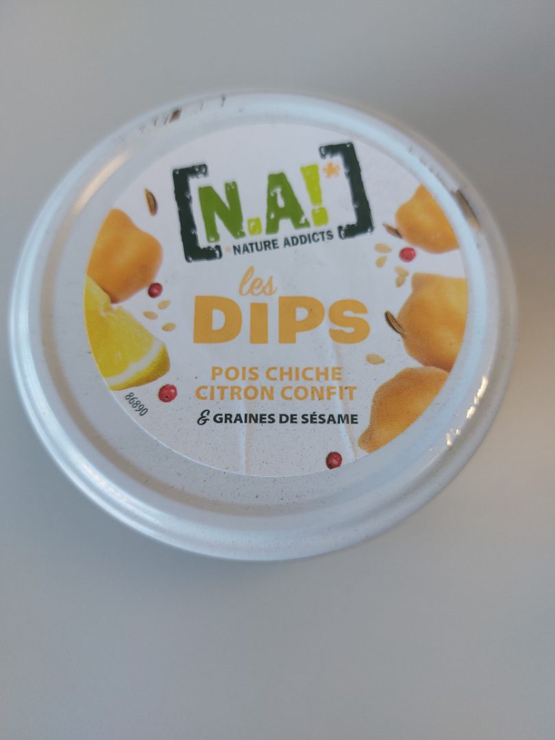 N.a! Les dips pois chiche citron confit & graines de sésame : photo du produit rappelé le 22/07/2022
