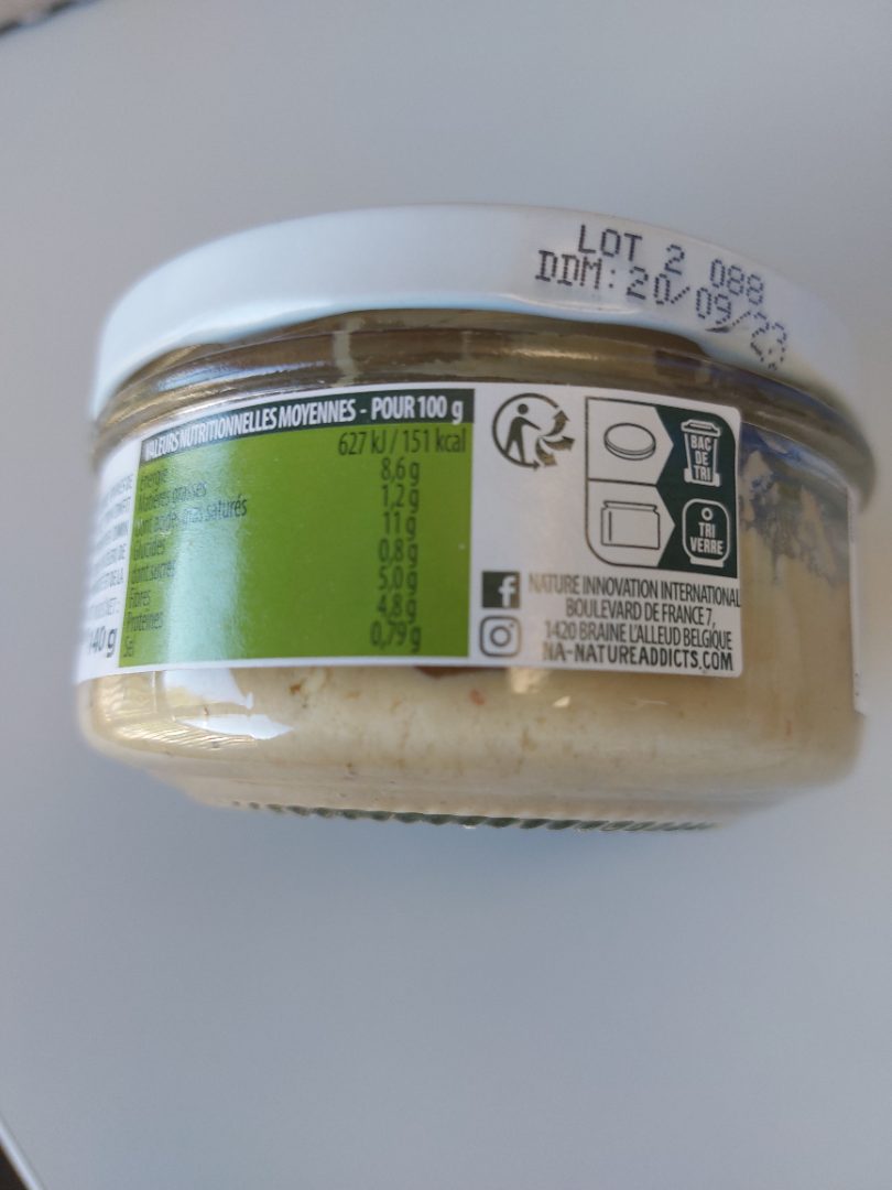 N.a! Les dips pois chiche citron confit & graines de sésame : photo 2 sur 2 du produit rappelé le 22/07/2022