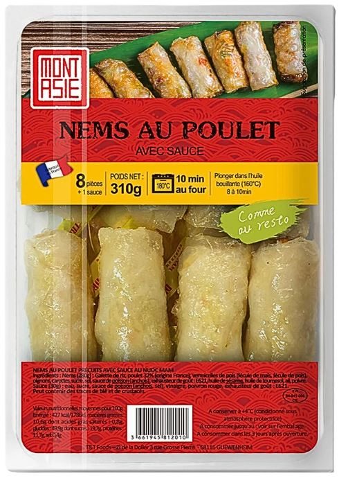 Nem au poulet 8p 280g + sauce 30g Mont Asie : photo du produit rappelé le 18/02/2026