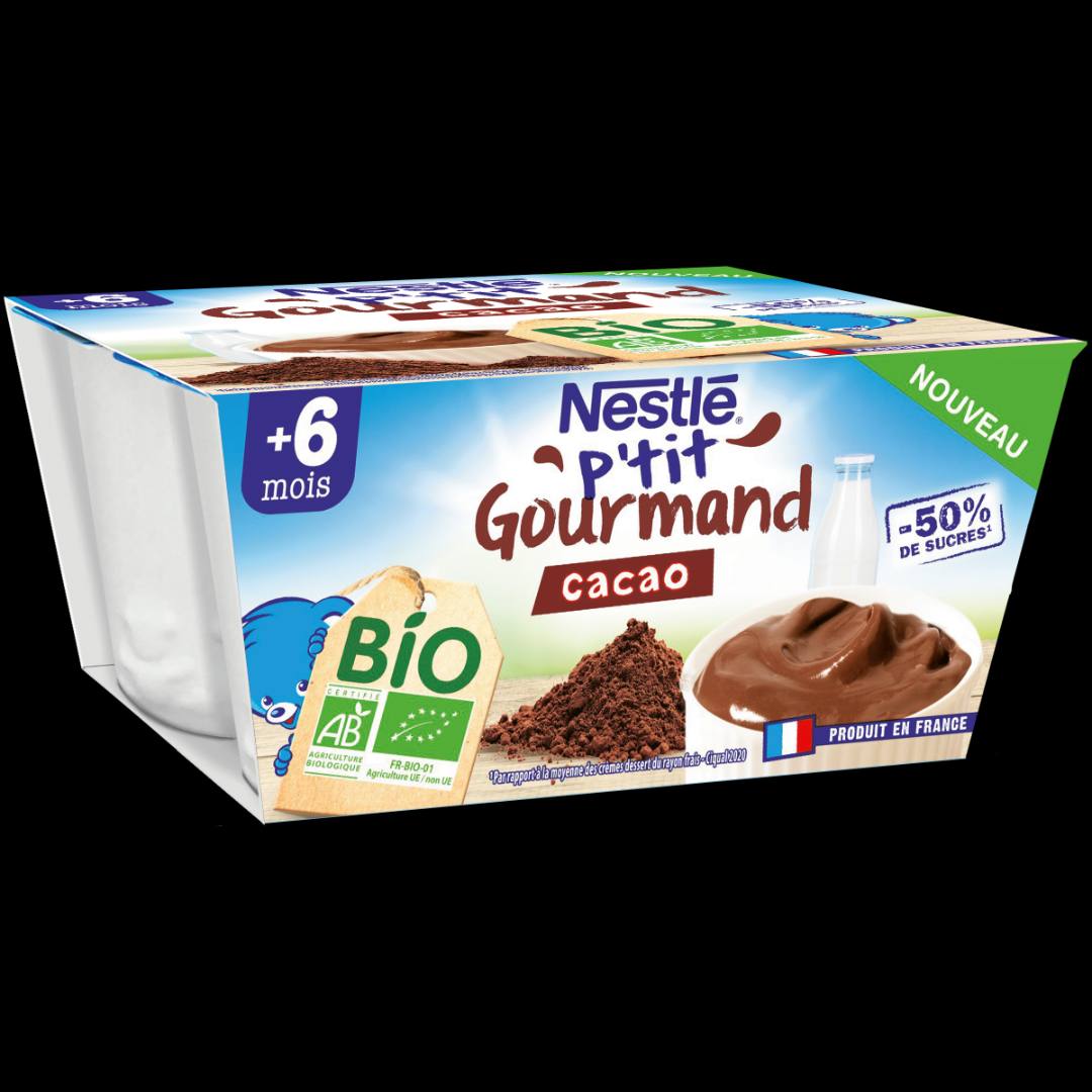 Nestlé p’tit gourmand cacao bio 4 x 90g : photo du produit rappelé le 01/10/2021