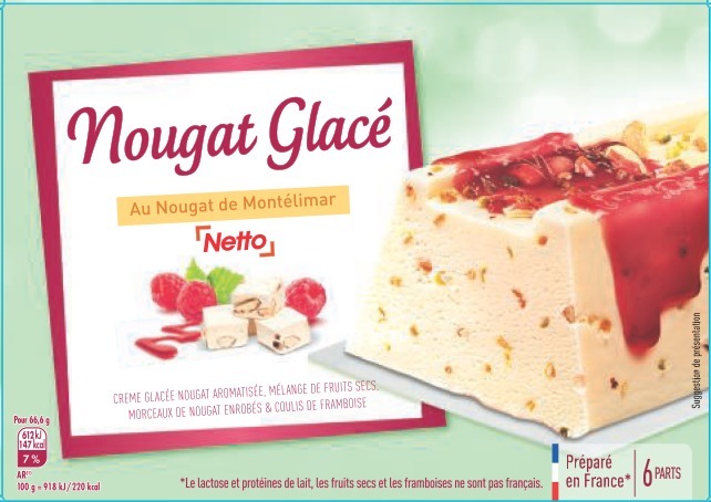 Netto 700ml nougat glace : photo du produit rappelé le 29/07/2021