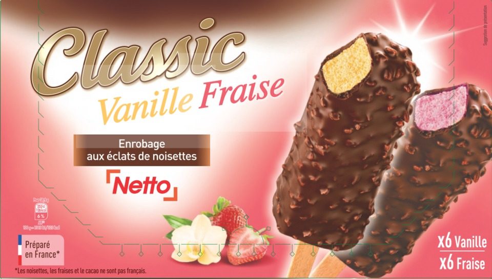Netto batonnet classic vanille - fraise 12x60ml : photo du produit rappelé le 30/07/2021