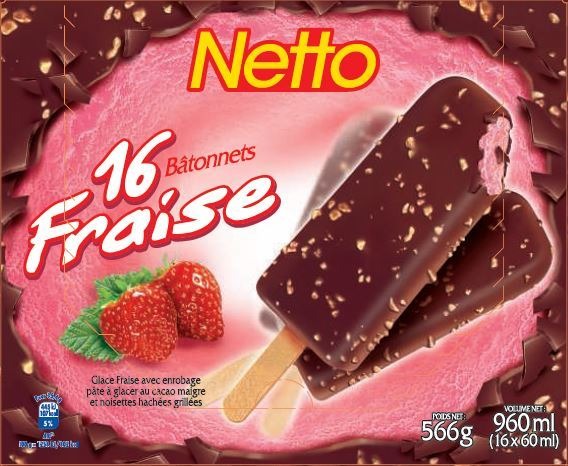 Netto batonnet x16 fraise : photo du produit rappelé le 29/07/2021