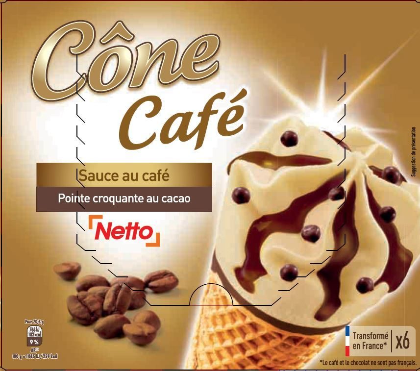 Netto cone 6x120ml cafe : photo du produit rappelé le 25/02/2022
