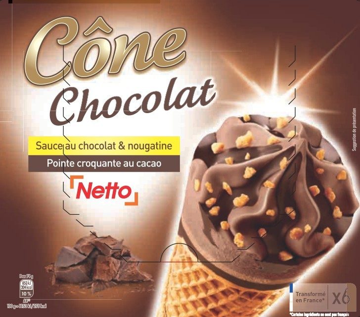 Netto cone 6x120ml chocolat : photo du produit rappelé le 25/02/2022