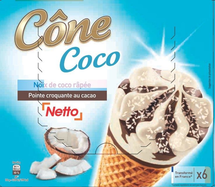 Netto cone 6x120ml coco : photo du produit rappelé le 25/02/2022