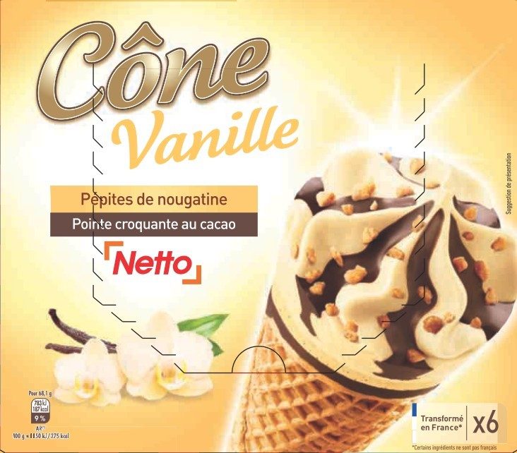 Netto cone 6x120ml vanille : photo du produit rappelé le 25/02/2022