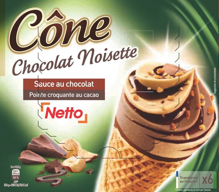 Netto cone gourmand 6x110ml chocolat noisette : photo du produit rappelé le 11/06/2021