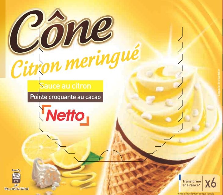 Netto cone gourmand 6x110ml citron meringue : photo du produit rappelé le 11/06/2021