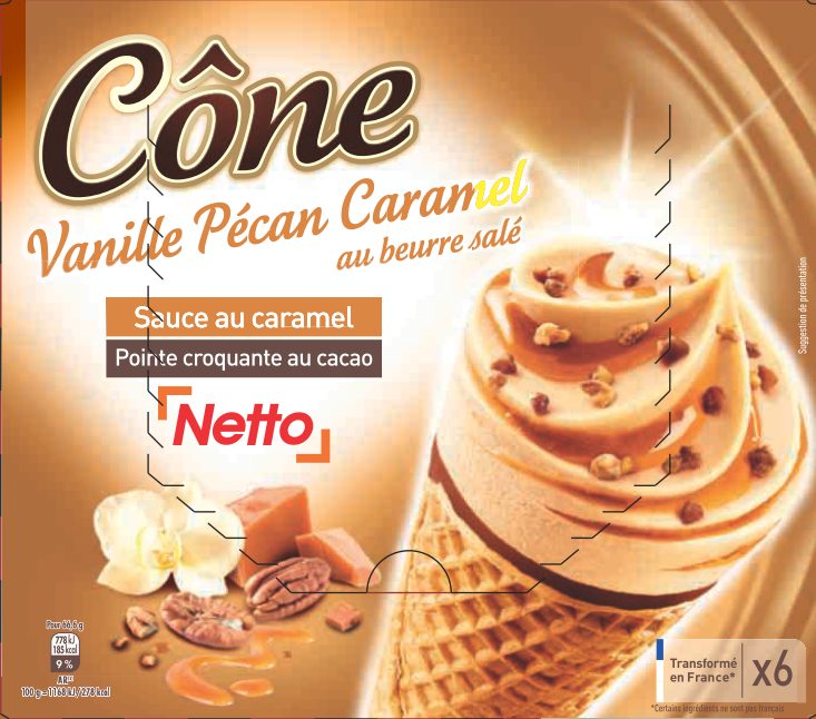Netto cone gourmand 6x110ml vanille pecan : photo du produit rappelé le 30/11/2021