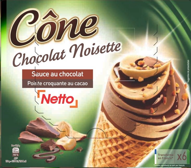 Netto cone gourmand chocolat noisette 6x110ml : photo du produit rappelé le 29/07/2021