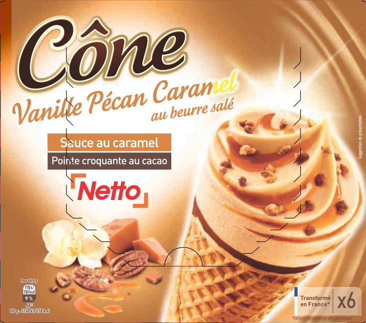 Netto cone gourmand vanille pecan 6x110ml : photo du produit rappelé le 29/07/2021