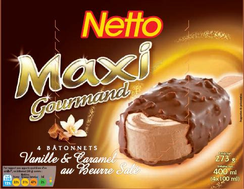 Netto maxi batonnet 4x100ml vanille caramel : photo du produit rappelé le 25/02/2022