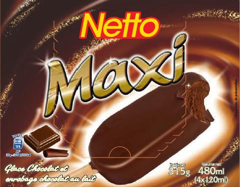 Netto maxi batonnet 4x120ml chocolat - chocolat lait : photo du produit rappelé le 25/02/2022