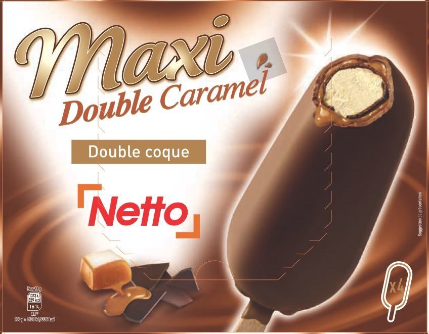 Netto maxi batonnet double caramel 4x110ml : photo du produit rappelé le 30/07/2021