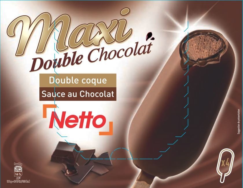 Netto maxi batonnet doubles chocolat 4x110ml : photo du produit rappelé le 30/07/2021