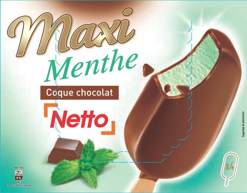 Netto maxi menthe coque chocolat 4x100ml : photo du produit rappelé le 30/07/2021