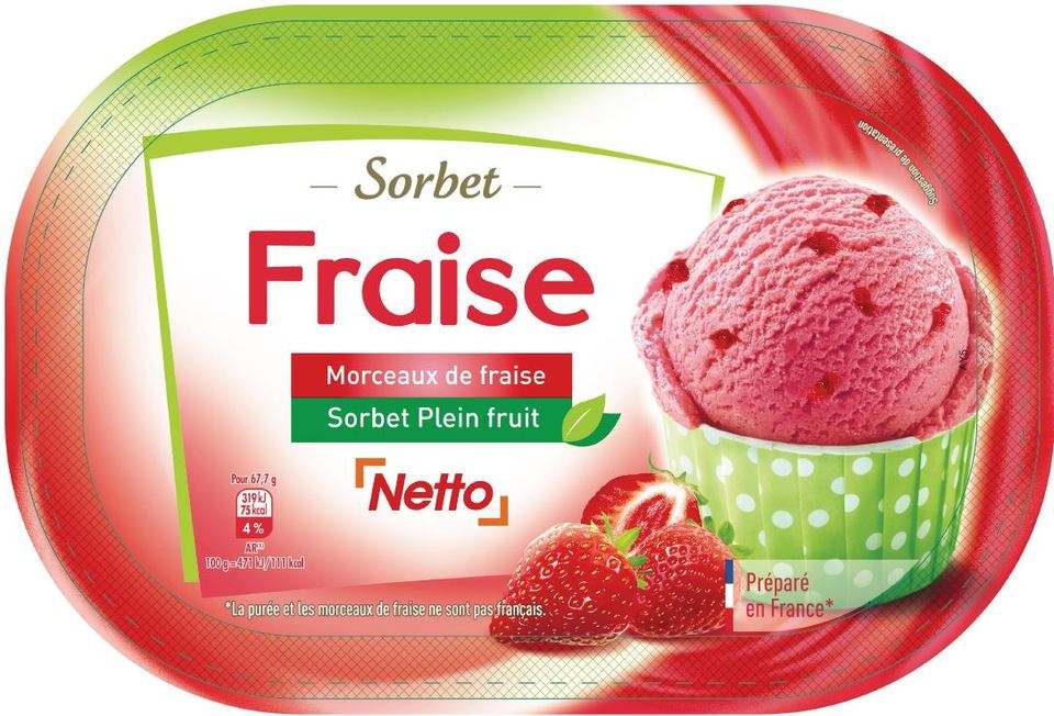 Netto sorbet fraise 1l : photo du produit rappelé le 29/07/2021