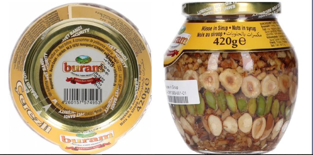 Noix au sirop 420 gros Buram : photo du produit rappelé le 12/07/2024