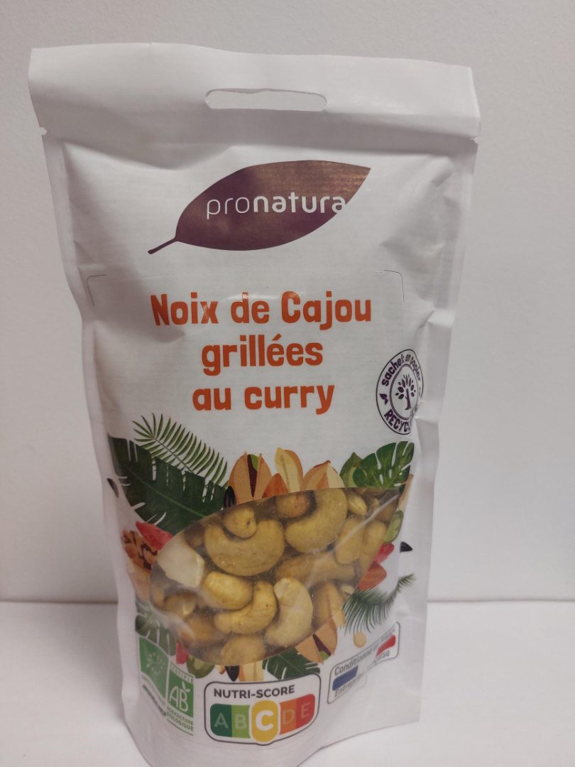 Noix de cajou grillées au curry Pronatura : photo du produit rappelé le 09/02/2024