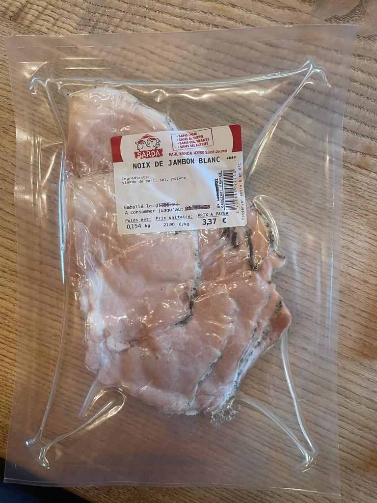 Noix de jambon blanc Earl Sarda : photo du produit rappelé le 07/06/2023