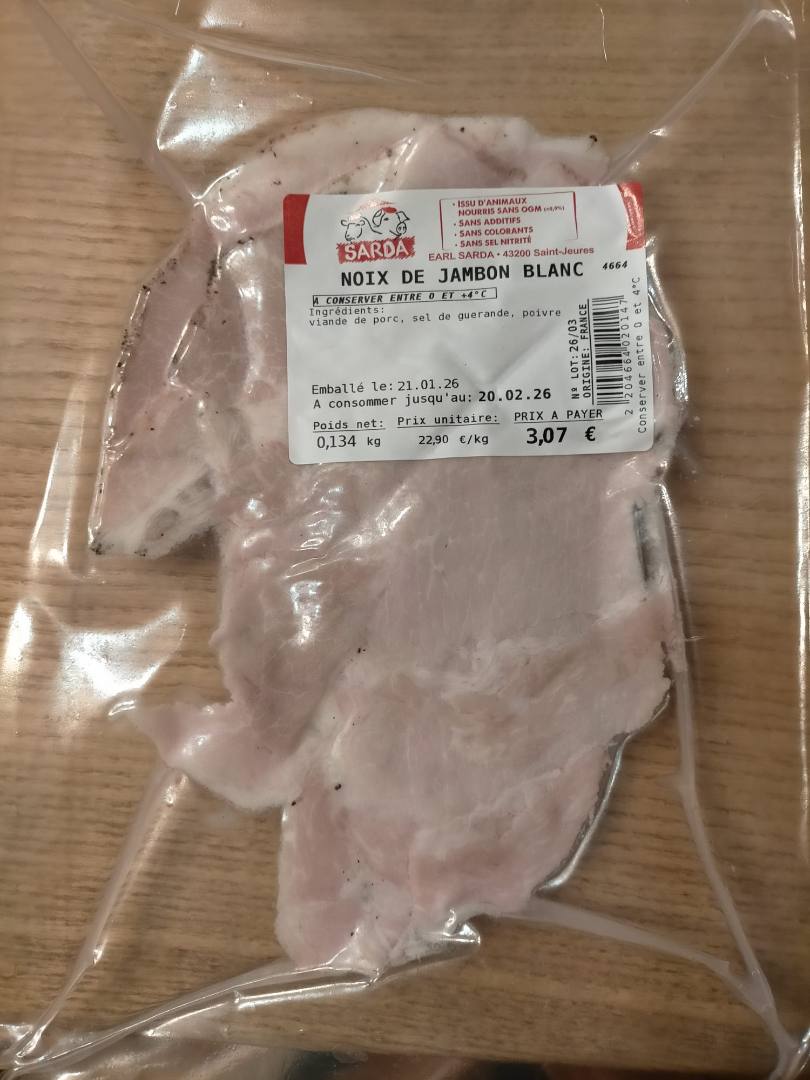Noix de jambon blanc et tripes Earl Sarda : photo 2 sur 3 du produit rappelé le 10/02/2026
