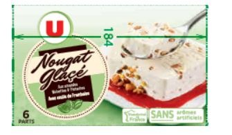 Nougat glacé avec sachet de coulis framboise u Marque U : photo du produit rappelé le 03/02/2022