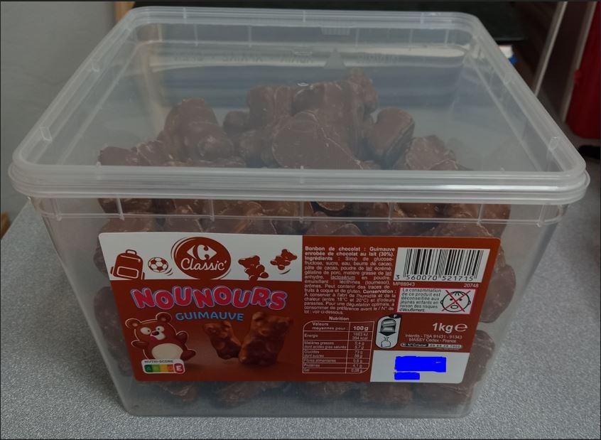 Nounours guimauve boite 1kg Carrefour Classic : photo du produit rappelé le 07/09/2022