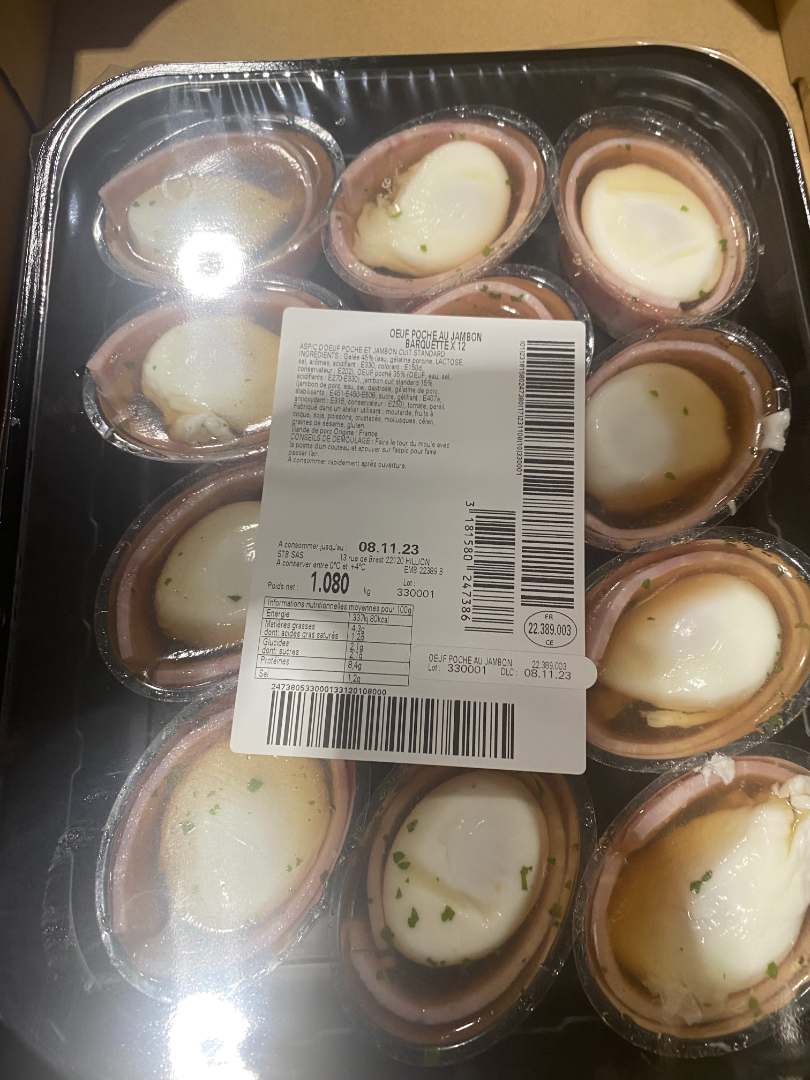 Œuf poché au jambon : photo du produit rappelé le 03/11/2023