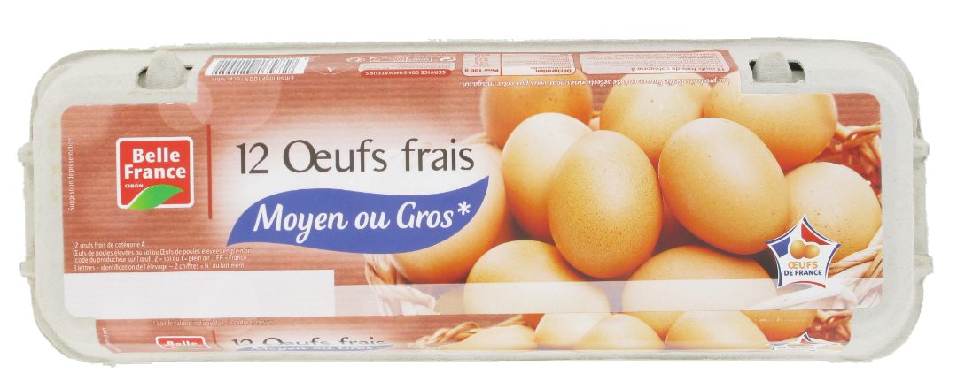 Œufs coquille belle France : photo du produit rappelé le 28/06/2022